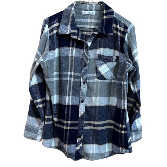 Pre-loved, kerenhart Women’s Plaid Flannel Shacket Sz Medium Pleated Back - Picture 1 of 13